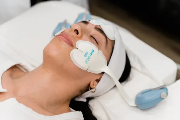 woman getting an emface treatment at eterna wellness medical spa in vancouver