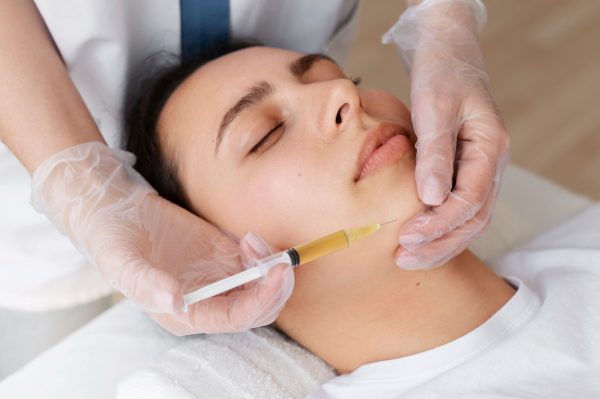 a woman enjoying a prp facial at eterna wellness in vancouver